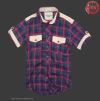 heren abercrombie fitch plaid katoen korte overhemd koningsblauw rood Almere Stad Shop 4y6kx229